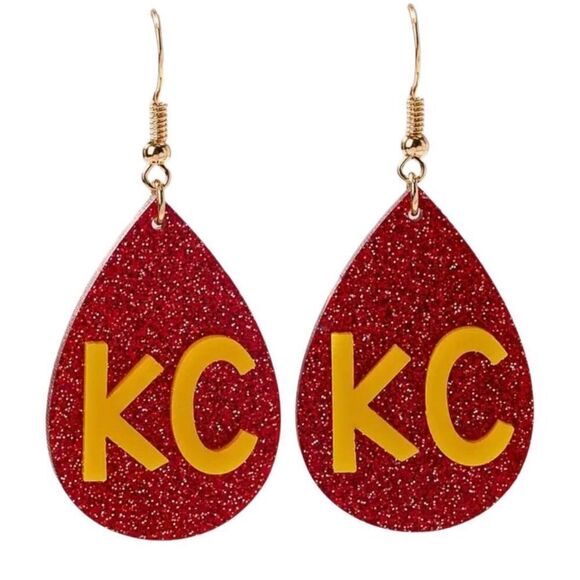 Kansas City Chiefs acrylic‎ dangle earrings - Picture 1 of 4